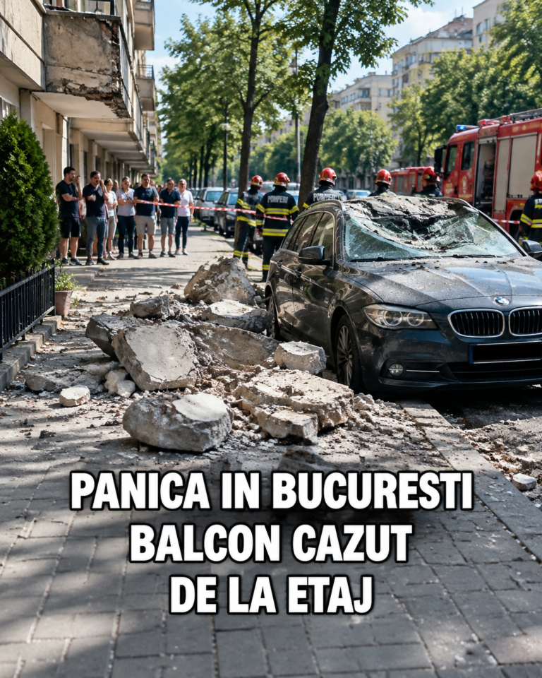 Panică în București! Un balcon s-a prăbușit de la etajul 7 peste o mașină parcată, pe Bulevardul Tineretului
