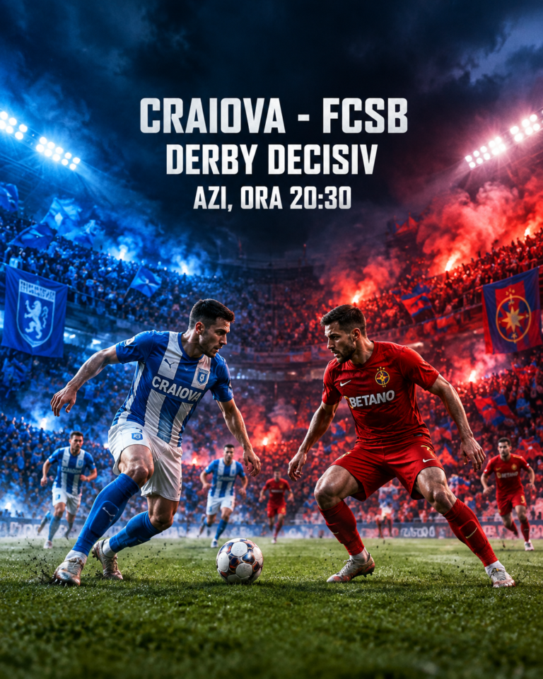 Derby de foc în Bănie! Craiova și FCSB se bat azi, de la 20:30, în direct la TV. Meciul care îi poate costa postul pe Marius Baciu