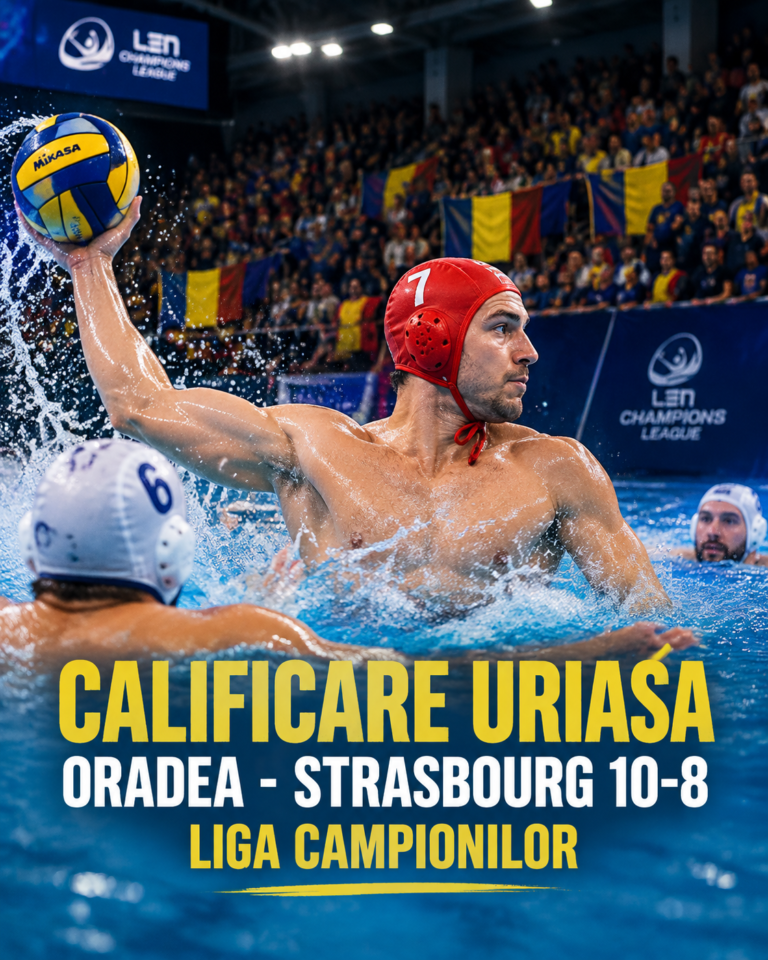 Calificare uriașă pentru polo-ul românesc! CSM Oradea a învins Strasbourg cu 10-8 și merge în grupele Ligii Campionilor