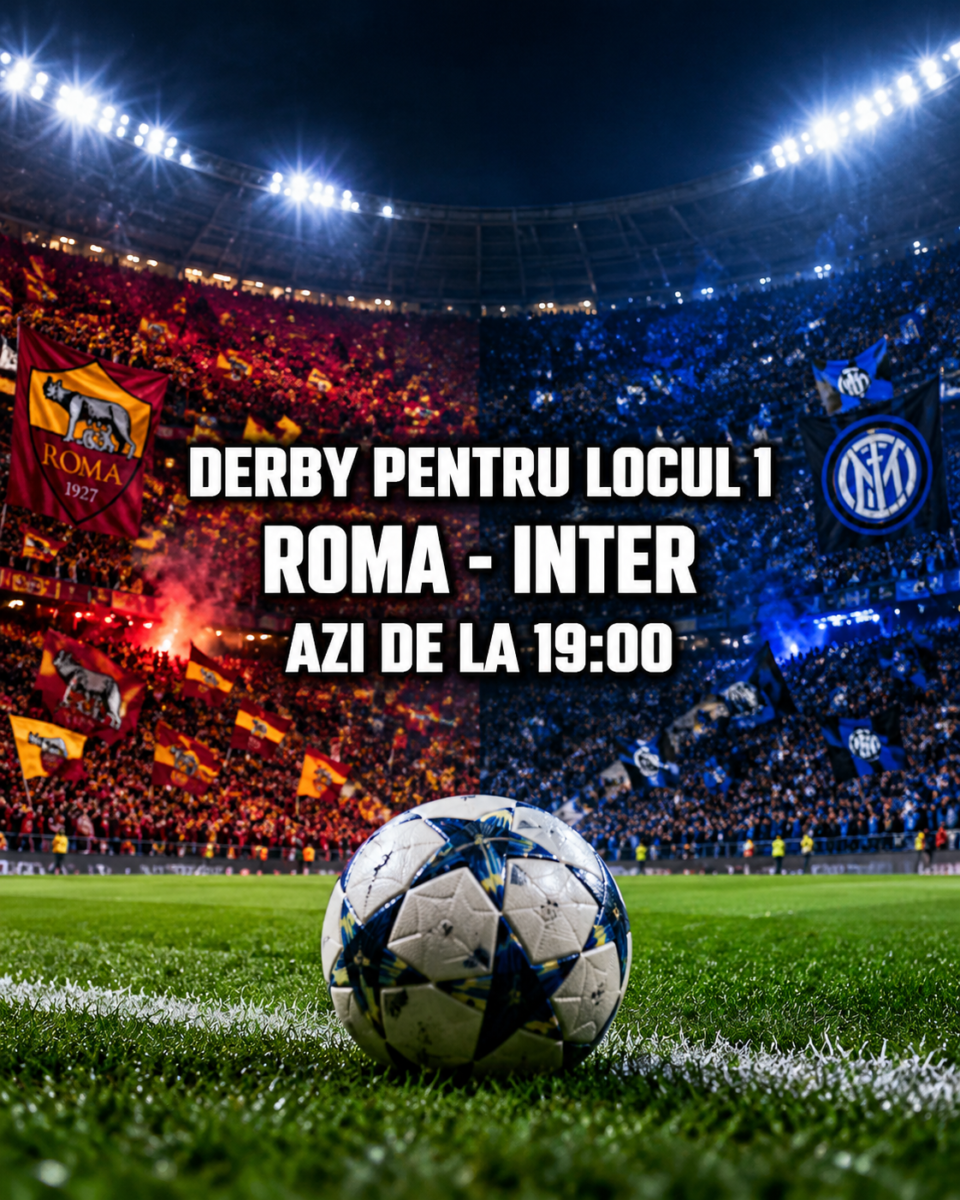 Derby AS Roma - Inter, azi de la 19:00, duel pentru locul 1 in Serie A