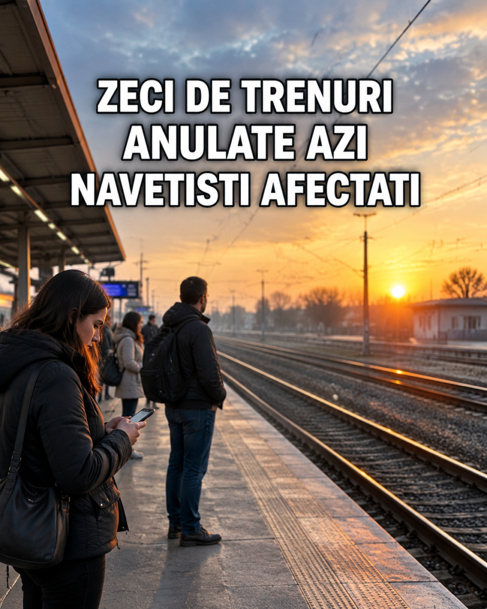 Navetiști pe peron la răsărit, trenuri anulate Transferoviar