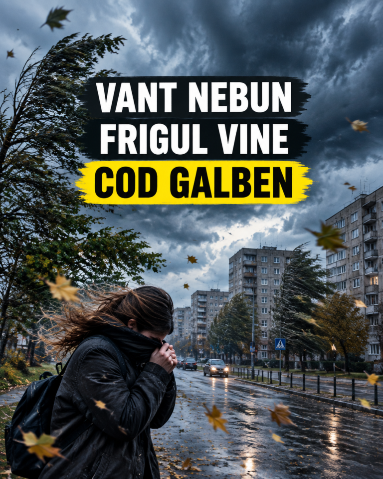 Se strică vremea de luni! Cod galben de vânt în 13 județe, temperaturi mai mici cu până la 12 grade și ninsoare la munte